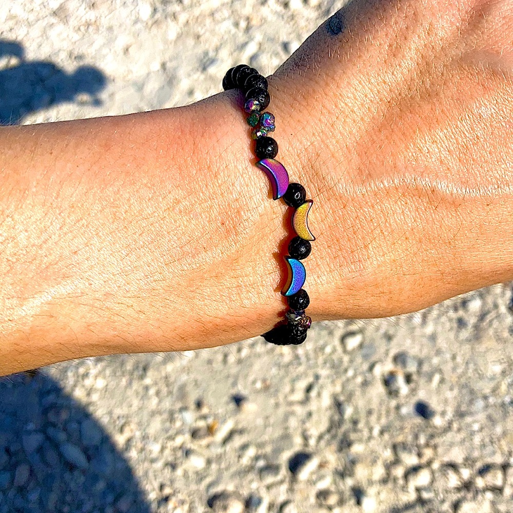 Stackable Hematite Moon Bracelet
